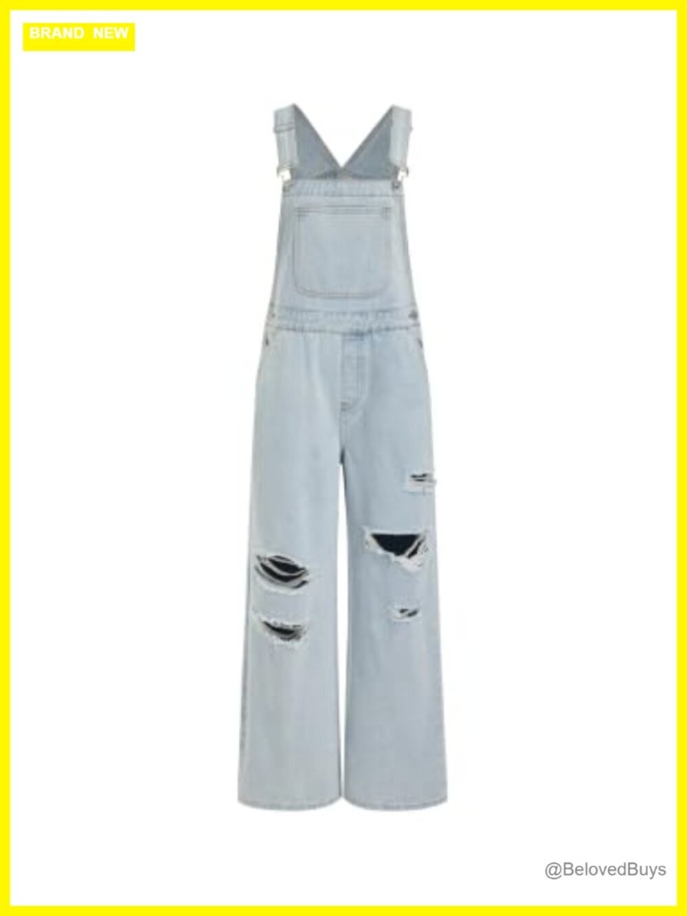 Wide Leg Denim Overalls Ripped Sleeveless Square Neck Jumpsuit